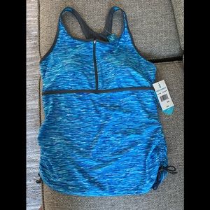 NWT Free Country Zip Front Racerback Tankini Top